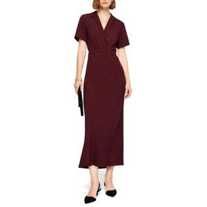 Reformation Danika Dress Prune Wrap Bodice Midi